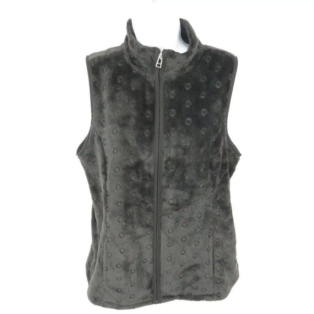 Kim Rogers Womens Fleece Polka Dot Vest Small NWOT